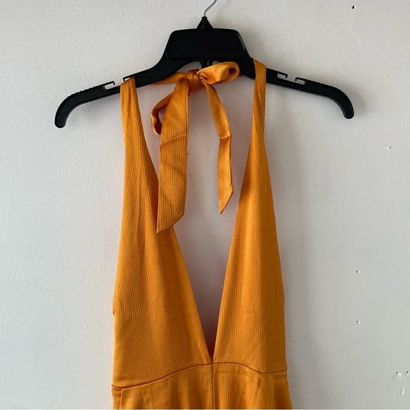 New! Nookie Utopia Halter Tie Back Wide  Leg Jumpsuit in Mango 37711 - Picture 4 of 10